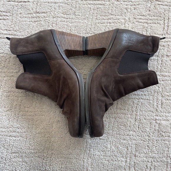 Paul Green Munchin Women Chelsea Boots 6.5 Brown Heeled Slouchy Suede Leather 3” - Picture 6 of 12